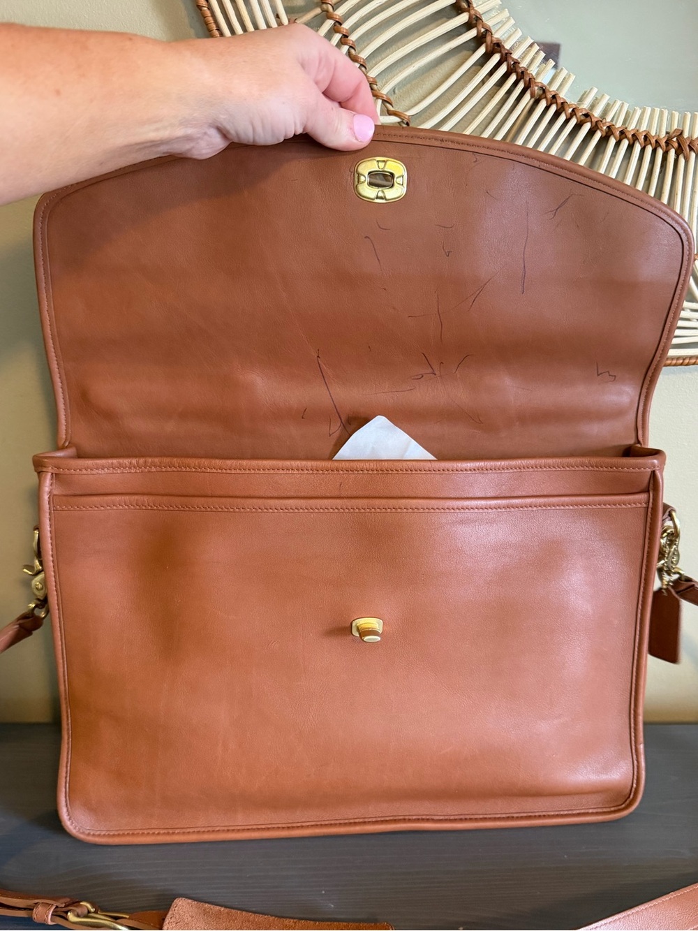 Coach Lexington Men’s Leather Briefcase 5265 in Cognac Brown - Picture 10 of 15